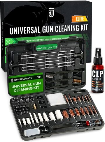 Universal Gun Cleaning Kit for All Guns - Portable Gun Cleaning Kits for Handguns and Rifles, Shotgun, Airsoft - Incl. Stainless Steel Rods, Brass Jags, Gun Cleaning Patches, Cleaning Swabs in Saudi Arabia
