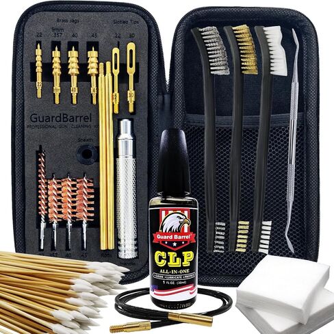 Gun Cleaning Kit for .22,.357,.38,.45, 9mm Cleaning kit with 30ml Gun Cleaning Oil, Cotton Mop, Cleaning Swabs, Bronze Bore Brush and Brass Jag Adapter with Portable Case in Saudi Arabia