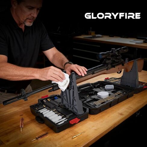 GLORYFIRE Elite Gun Cleaning Kit Universal Gun Cleaner for Shotgun, Pistol with Plastic Gun Holder, Reinforced and Lengthened Rods and Steel Wire, Gifts for Men, Dad, Husband in Saudi Arabia