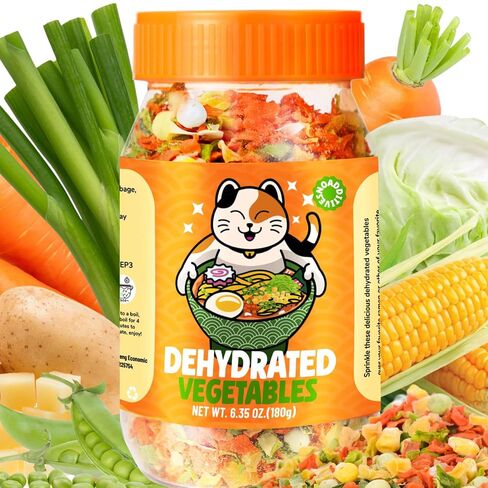 16oz Dried Vegetables Toppings of Ramen, 100% Natural Ramen Toppings | 6 Mixed Vegetable Flakes, Large Packaging, No Gluten, No Allergen, Dry Veggie for Cooking, Camping, Emergency Supply in Saudi Arabia