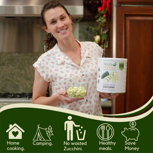 Ready Harvest Freeze Dried Food - Zucchini | Emergency Vegetables | Canned Alternative | #10 Can | 25-Year Shelf Life | Cans Filled to the Top in Saudi Arabia