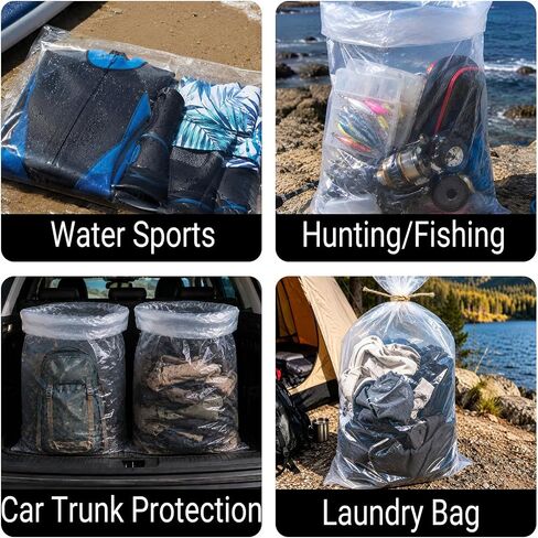 Waterproof Backpack Liner fit 40–70L Packs 6 Pack for Outdoor Hiking&Travel | 5.5 Mil Double Layer 20"x36" Clear Plastic Bags, Heavy-Duty Poly Liners for Camping,Moving,Laundry,Home Storage or Organizing in Saudi Arabia