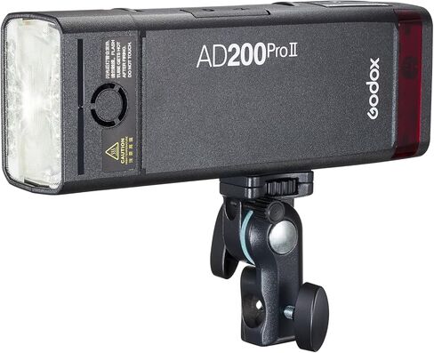 فلاش جيب Godox AD200Pro II 200ws TTL، نظام متعدد الرؤوس، تبديد حرارة محسن، إعادة تدوير 0.01-1.8 ثانية، مخرج 1/512-1/1 500 ومضة طاقة كاملة، ضوء نمذجة ثنائي اللون، شاشة ملونة ومؤشر in Kuwait