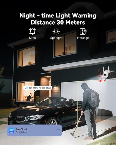 Jennov 5MP WiFi Security Camera System with Monitor, 4 Plug-in Cameras | 10CH NVR with 500GB HDD, No Subscription Recording, Color Night Vision, Wireless Video Signal, Motion Alerts, IP66 Outdoor in Saudi Arabia