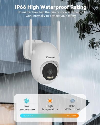 Jennov 5MP WiFi Security Camera System with Monitor, 4 Plug-in Cameras | 10CH NVR with 500GB HDD, No Subscription Recording, Color Night Vision, Wireless Video Signal, Motion Alerts, IP66 Outdoor in Saudi Arabia