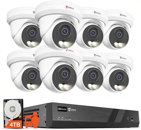 Anpviz 16 Channel NVR PoE Security Camera System, 12MP 4K 16CH NVR 4TB | 8PCS 6MP Wired IP Turret Cameras Outdoor with AI Detection, Smart Color Night Vision, Built in Mic, NDAA(U Series) in Kuwait