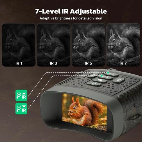 نظارات رؤية ليلية 4K، مناظير للرؤية الليلية مع شاشة 3 بوصات، تكبير رقمي 10X، مناظير بالأشعة تحت الحمراء، بطارية قابلة لإعادة الشحن 5000 مللي أمبير، بطاقة 32 جيجابايت متضمنة تلسكوب الأدوات التقنية، هدايا للرجال in Kuwait