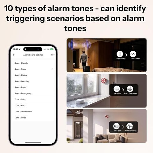 SONOFF Indoor Zigbee Siren SNZB-09P | 105 dB audible and visual alarm, linked sensor, dual power supply modes, compatible with Home Assistant in Saudi Arabia