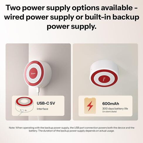 SONOFF Indoor Zigbee Siren SNZB-09P | 105 dB audible and visual alarm, linked sensor, dual power supply modes, compatible with Home Assistant in Saudi Arabia
