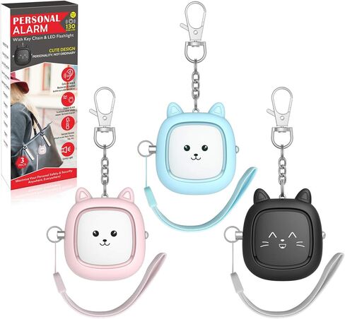 Personal Safety Alarm, VIGOROAD 3 Pack Loud 130dB Siren Emergency Panic Alarm with LED Light, Easy Pull Pin Keychain Self-Defense Security Alarm for Women, Seniors, Kids in Kuwait