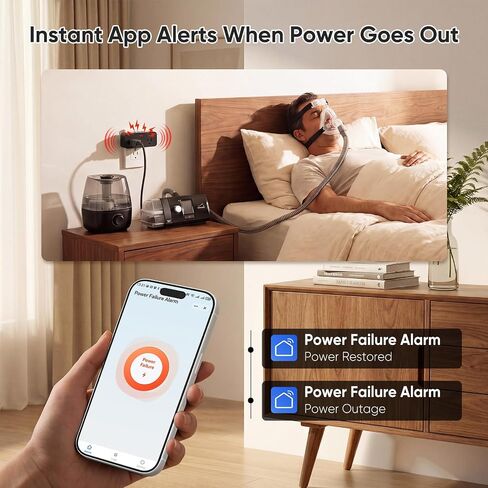 WiFi Power Failure Alarm with Tuya APP Alert for Freezer, GFCI Trip | Remote Silence, Loud 110dB, Custom Alarm Settings, 3 Volume Levels, 3 Alarm Tones, 2.4GHz Wi-Fi Only in Saudi Arabia