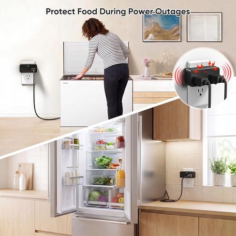WiFi Power Failure Alarm with Tuya APP Alert for Freezer, GFCI Trip | Remote Silence, Loud 110dB, Custom Alarm Settings, 3 Volume Levels, 3 Alarm Tones, 2.4GHz Wi-Fi Only in Saudi Arabia