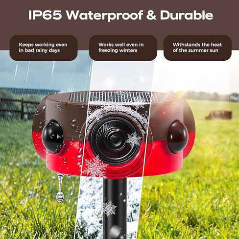 Solar Outdoor Motion Sensor Alarm - 30s Custom Recording, 120dB Siren | 14 Sounds, 360° Motion Detector Alarm with Remote Controller for Home, Villa, Farm, Barn in Saudi Arabia
