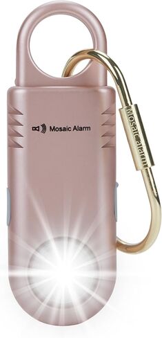135dB Rechargeable Personal Safety Alarm Ultra-Bright Flashlight, Strobe Light. Non Slip Grip Keychain SOS Emergency Siren for Women, Students. Loud Sound Hiking Bear Alerts. Rose Gold in Saudi Arabia
