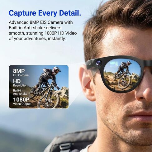 AI Smart Glasses with Camera, 4K HD Video Recording Sunglasses | Photo Capture,Real-Time Translation,Object Recognition,Open-Ear Music, Bluetooth Calls, AI Assistant in Saudi Arabia