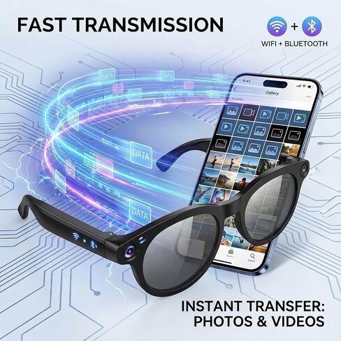AI Smart Glasses with Camera, 4K HD Video Recording Sunglasses | Photo Capture,Real-Time Translation,Object Recognition,Open-Ear Music, Bluetooth Calls, AI Assistant in Saudi Arabia