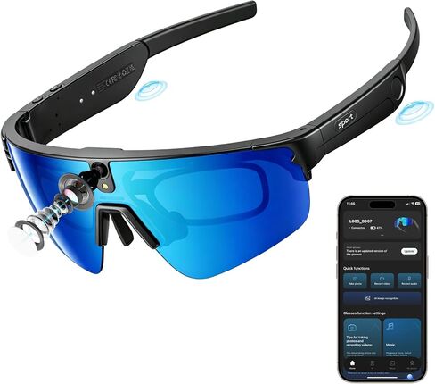 CHOVE 4K Camera Glasses, AI Smart Sports Recording Sunglasses, HD Video & Photo, Electronic Image Stabilization, Live Translation, AI Voice Assistant, IP66 Waterproof for Cycling Hiking in Saudi Arabia