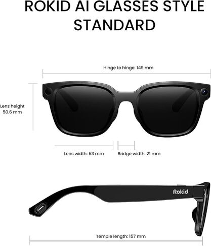 Rokid Ai Glasses Style (Non-Display), 2026 Smart Audio Sun Glasses | ChatGPT & Gemini, Real-Time Translation, 12MP Camera, Voice-Controlled Assistant, Hands-Free Calls, Productivity for Travel in Saudi Arabia