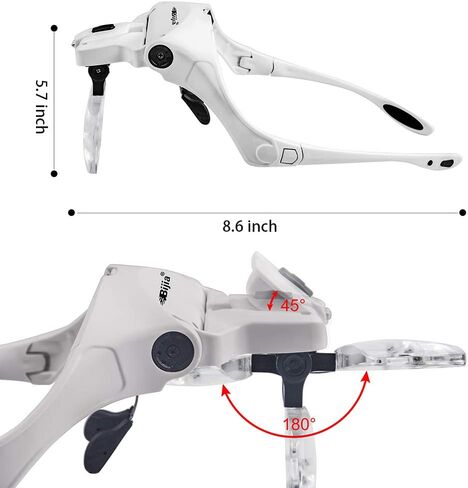 BIJIA Upgraded Version Headband Interchangeable(1.0X, 1.5X, 2.0X, 2.5X, 3.5X) Magnifying Glass with LED Lights for Close Work and Eyelash Extensions in Saudi Arabia