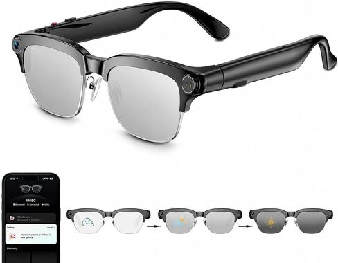 AI Smart Glasses with camera, Continuous AI Chat, 8MP Camera Glasses, 1080P Recording Glasses for Men Women,Hands-Free Music & Calls,Real-Time Translation,Ideal for Business Meetings,Travel,&Daily Use in Saudi Arabia