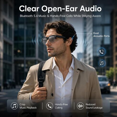 AI Smart Glasses with camera, Continuous AI Chat, 8MP Camera Glasses, 1080P Recording Glasses for Men Women,Hands-Free Music & Calls,Real-Time Translation,Ideal for Business Meetings,Travel,&Daily Use in Saudi Arabia