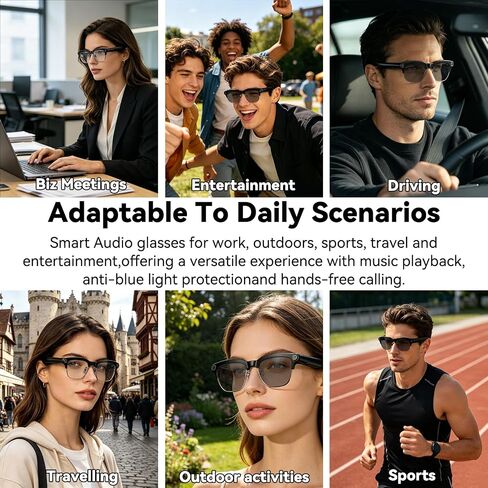 AI Smart Glasses with camera, Continuous AI Chat, 8MP Camera Glasses, 1080P Recording Glasses for Men Women,Hands-Free Music & Calls,Real-Time Translation,Ideal for Business Meetings,Travel,&Daily Use in Saudi Arabia