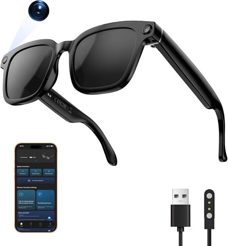 XO AI Smart Glasses,HD 1080P Camera Glasses with Video Recording & Photo Taking,140+ Language Real-Time Translation Glasses Perfect for Travel, Business(Black) in Saudi Arabia