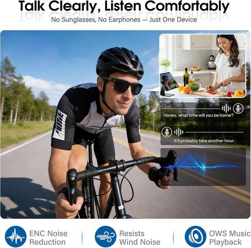 Coucur AI Smart Glasses with Camera,4K Video Recording Glasses(3 Lens) | 1200P EIS+OIS video, 8MP camera, object recognition, voice help, 3600mAh charging case,139+ translation, open-ear audio in Saudi Arabia