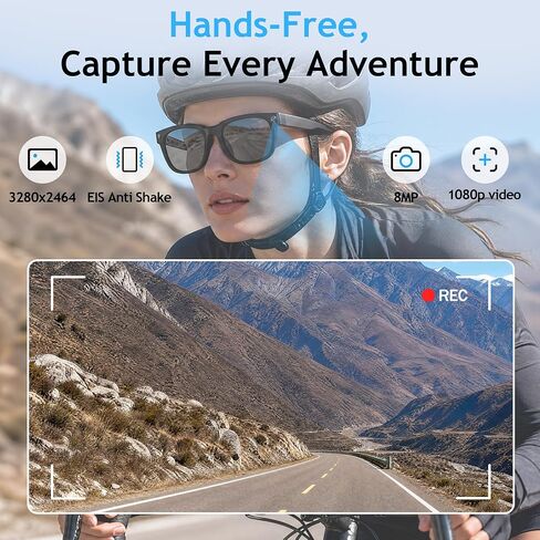 AI Smart Glasses with Camera,4K Photo & Video Capture,Real-Time Translation | 8MP HD Bluetooth Glasses Camera, AI Assistant with Object Recognition, Open Earbuds, Travel, Work, Vlog (Photochromic) in Saudi Arabia