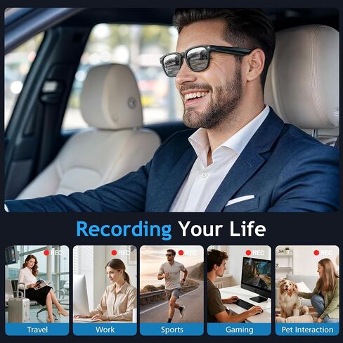AI Smart Glasses with Camera,4K Photo & Video Capture,Real-Time Translation | 8MP HD Bluetooth Glasses Camera, AI Assistant with Object Recognition, Open Earbuds, Travel, Work, Vlog (Photochromic) in Saudi Arabia