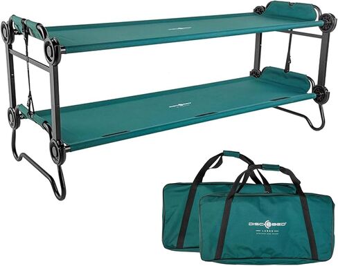 Disc-O-Bed Large Outdoor Convertible 2 Person Bench and Double Camping Cot Portable Bed Bunk System for Adults, Grey in Saudi Arabia