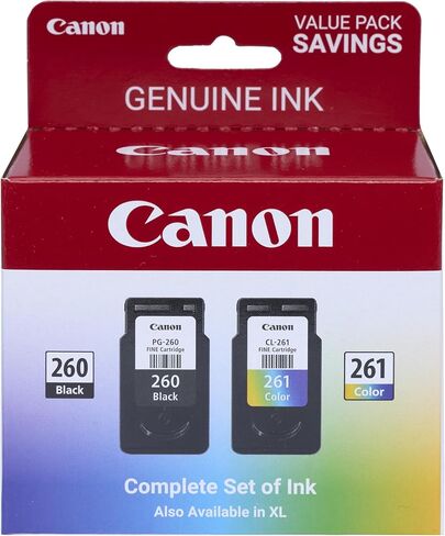 Canon PG-260 / CLI-261 Genuine Ink Value Pack (2 Cartridges), Compatible with TS5320, TR7020 | Compatible with TS5320, TR7020 in Kuwait