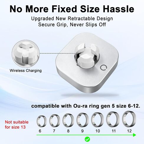 Fast Charger Compatible with Ou-ra Ring Gen 5, Size 6-12 | Replacement Charging Dock for Size 6/7/8/9/10/11/12, Portable Travel Charger with USB-C Cable (Not for Ring Gen 3/4) in Saudi Arabia