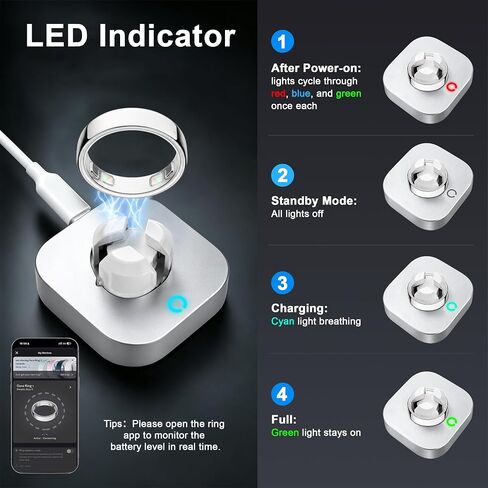 Fast Charger Compatible with Ou-ra Ring Gen 5, Size 6-12 | Replacement Charging Dock for Size 6/7/8/9/10/11/12, Portable Travel Charger with USB-C Cable (Not for Ring Gen 3/4) in Saudi Arabia