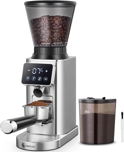 AMZCHEF 2-in-1 Coffee Maker Set, 48-Setting Conical Burr Coffee Grinder with Timer & 20 Bar Espresso Machine with Milk Frother, Compact Espresso & Grinding Station for Beginners to Home Baristas in Kuwait