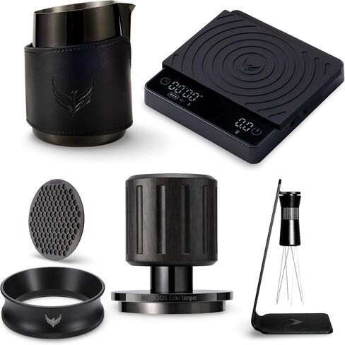 Black Edition Espresso Kit 58.5mm – Premium All-Black Barista Set with Blackwood Tamper, Milk Pitcher, Magnetic Dosing Funnel, WDT Tool & Digital Coffee Scale for IMS Baskets in Saudi Arabia