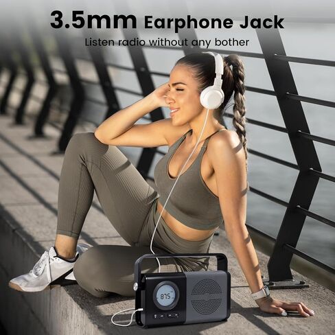 Upgraded Digital LCD Display Radio Portable Bluetooth AM FM Radio with Handle Rechargeable Battery Radio Portable Radio with USB/TF Playback Bluetooth Radio for Home, Kitchen,mom,dad in Saudi Arabia