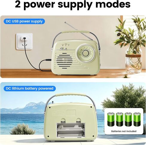 Portable Bluetooth AM FM Radio, Retro Radios Battery Powered Radio Plug-in Wall Radio Vintage Radio for Home/Outdoor/Kitchen in Saudi Arabia