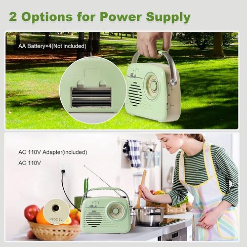 Portable Bluetooth AM FM Radio, Retro Radios Battery Powered Radio Plug-in Wall Radio Vintage Radio for Home/Outdoor/Kitchen in Saudi Arabia