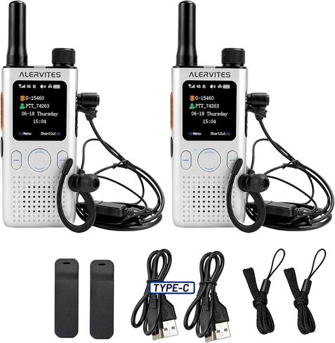 AT1 5G POC Two Way Radio with Earpiece Headset Grey-Black | Push-to-Talk Over Cellular Network Radio, SIM Card Included, Group Communication for Logistics, Hotel and Outdoor Teams in Saudi Arabia