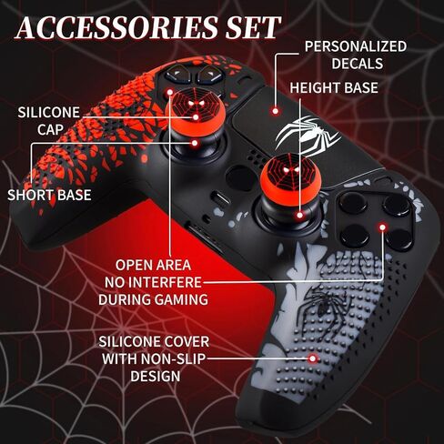 غطاء وملصق من السيليكون × 1 وعدم السقوط × 2 لوحدة تحكم PS5 Spider Edition in Kuwait