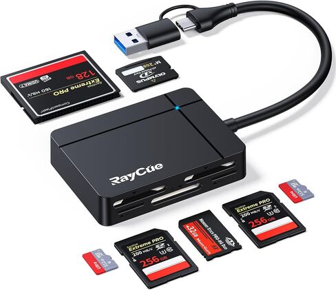 USB C to SD Card Reader, Raycue SD Card Adapter with SD MicroSD USB 3 Ports, USBC Memory Card Reader for iPhone 15 16 17, iPad, Mac, MacBook Pro/Air, Android and More USB-C/Type C Devices in Saudi Arabia