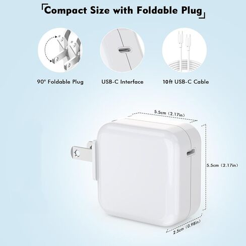 Mac Book Pro Charger - USB C Charger Fast Charger Power Adapter for USB C Port MacBook Pro/ MacBook Air 16 15 14 13 inch, New iPad Pro and All USB C Device, Included 10FT Long USB C to C Charger Cable in Saudi Arabia