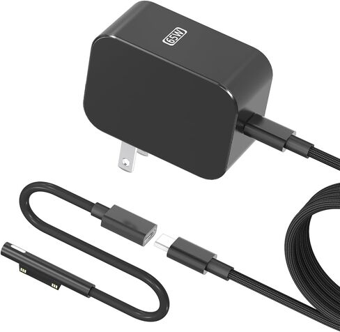 YURCIPWE Surface Pro Charger 65W, Surface Laptop Charger Compatible with Microsoft Surface Pro 11/10/9/8/7+/7/6/5/4/X, Surface Laptop 7/6/5/4, Surface Book 3/2, Surface Go 3/2/1 with 8.8ft Power Cord in Saudi Arabia