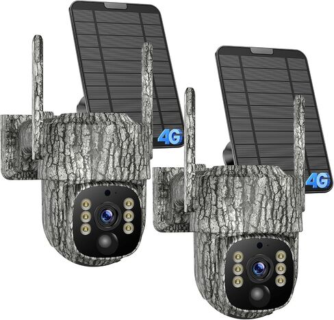 4G LTE Trail Camera, 360° View Cellular Hunting Camera with Live Streaming | 2.5K Game Camera Solar Powered, Night Vision, Motion Activated, Two-Way Audio Wildlife Cam, 2 Pack in Saudi Arabia