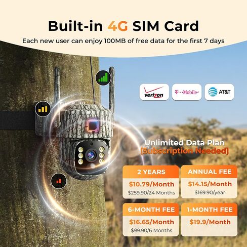 4G LTE Trail Camera, 360° View Cellular Hunting Camera with Live Streaming | 2.5K Game Camera Solar Powered, Night Vision, Motion Activated, Two-Way Audio Wildlife Cam, 2 Pack in Saudi Arabia