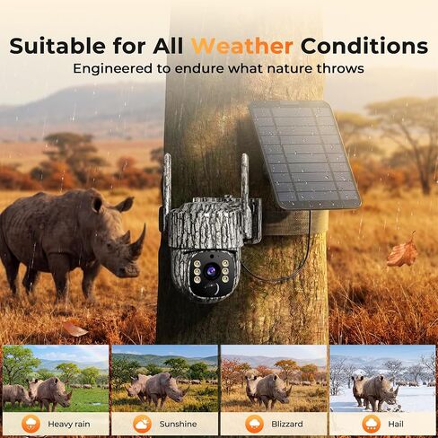 4G LTE Trail Camera, 360° View Cellular Hunting Camera with Live Streaming | 2.5K Game Camera Solar Powered, Night Vision, Motion Activated, Two-Way Audio Wildlife Cam, 2 Pack in Saudi Arabia