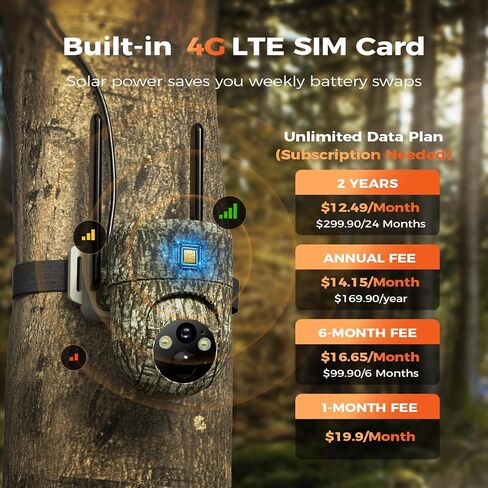 TKENPRO 4G LTE Cellular Trail Cameras, 360° View Live Streaming Solar Cam | Game Camera Built-in SIM Card, PIR Motion Activated, 2K Night Vision, No WiFi Needed IP65 Security Camera Camo Print-2 Pack in Saudi Arabia