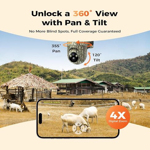 TKENPRO 4G LTE Cellular Trail Cameras, 360° View Live Streaming Solar Cam | Game Camera Built-in SIM Card, PIR Motion Activated, 2K Night Vision, No WiFi Needed IP65 Security Camera Camo Print-2 Pack in Saudi Arabia