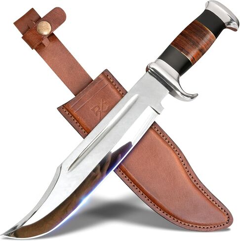 14" Crocodile Dundee Bowie Knife with Sheath-Hunting Knife with Sheath-Mirror Polished Survival Tactical Knife,Cuchillos de caza for Camping, Outdoor, Bushcraft- Knives for Men in Saudi Arabia